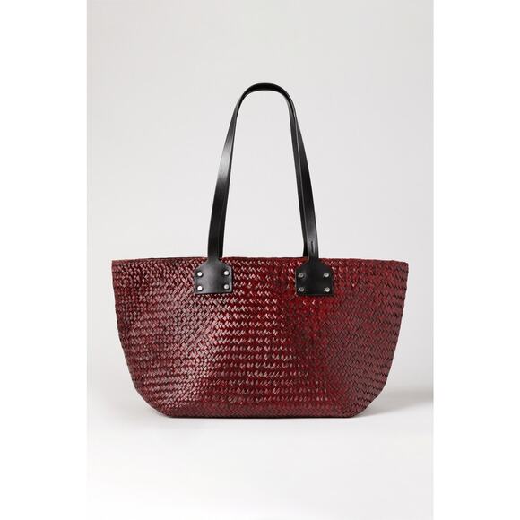 ALLSAINTS Women's Red Black Straw Woven Mosley Open Tote Handbag - Picture 2 of 14